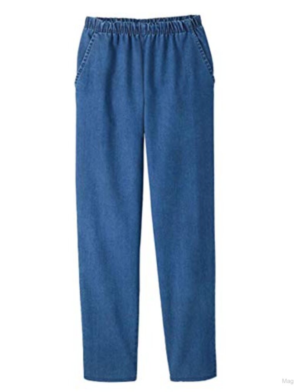 Women's Pull On Stretch Jeans with Side Pockets, Elastic Waist, Cotton Blend,